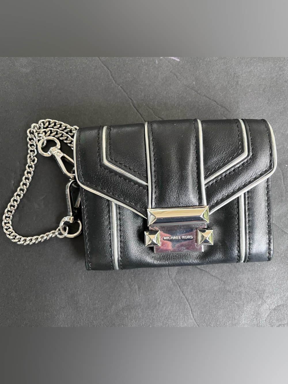 Michael Kors Whitney Envelope Wallet With Chain Strap Detail Small Clasp Coin